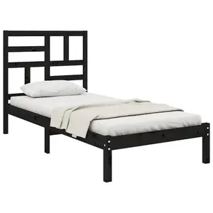 Berkfield Bed Frame Black Solid Wood 100x200 cm