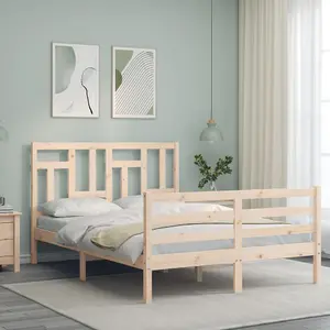 Berkfield Bed Frame with Headboard Small Double Solid Wood