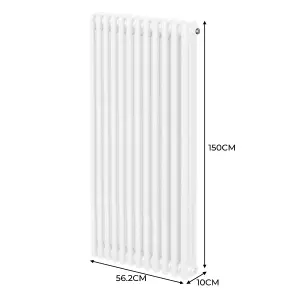 Traditional 3 Column Radiator - 1500 x 562 mm - White