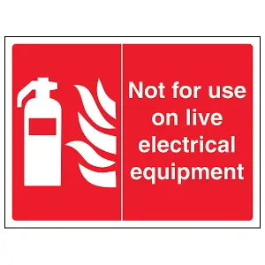 Not For Use On Live Electrical Fire Sign Adhesive Vinyl 200x150mm (x3)