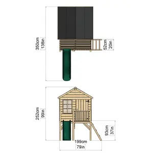 Rebo 5FT x 5FT Childrens Wooden Garden Playhouse on Deck + 6ft Slide - Pheasant Purple