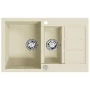 Berkfield Granite Kitchen Sink Double Basins Beige