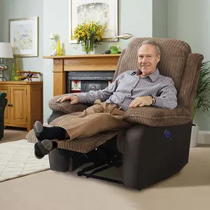 Comfy Living Fabric Cord Electric Recliner Chair In Brown