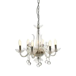 Interiors by Premier Murano 6 Bulb Clear Crystal Chandelier