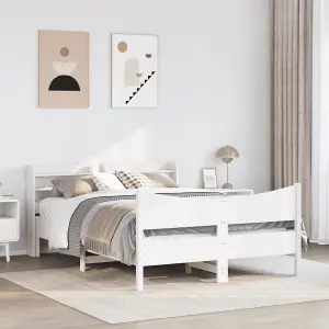 Berkfield Bed Frame with Headboard White 140x200 cm Solid Wood Pine