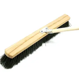 50 cm / 20 in Traditional Wooden Sweeping Broom Soft Bristle Brush for Indoor Outdoor Yard with 115 cm Long Handle