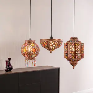 ValueLights Samia Moroccan Bazaar Style Bronze Uplighter Easy Fit Ceiling Light Shade with Multi Coloured Jewels