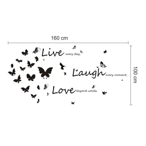 Live Laugh Love with Butterflies Mirror Mirror Stickers Nursery Home Decoration Gift Ideas 31 pieces