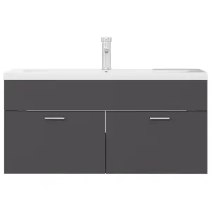 Berkfield Sink Cabinet with Built-in Basin Grey Engineered Wood