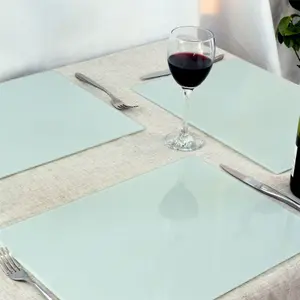 Harbour Housewares - Glass Placemats - 40cm x 30cm - White - Pack of 6