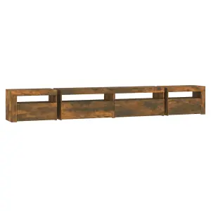 Berkfield TV Cabinet with LED Lights Smoked Oak 270x35x40 cm