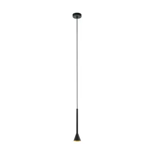 Pendant Ceiling Light Colour Black Outer & Gold Inner Shade Bulb GU10 1x5W Inc