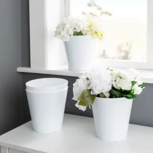 Wham Set 4 Studio 16cm Round Plastic Planter (Ice White)