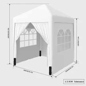 SunDaze Garden Pop Up Gazebo Party Tent Camping Marquee Canopy with 4 Sidewalls Carrying Bag White 2x2M