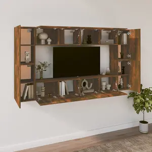 Berkfield 8 Piece TV Cabinet Set Smoked Oak Engineered Wood