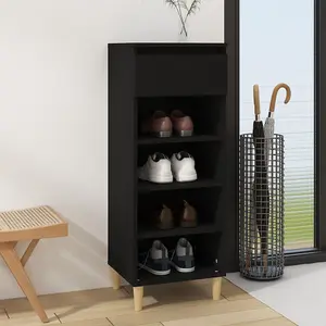 Berkfield Shoe Cabinet Black 40x36x105 cm Engineered Wood