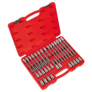 Sealey 32pc 1/2" Square Drive Ribe Socket Bit Set Chrome Vanadium Steel AK2198