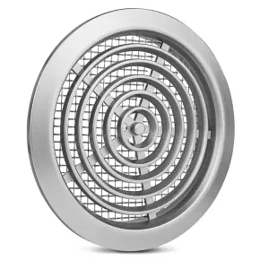 Silver Mini Round Air Vent Grille 80mm with Flange and Fly Screen Ventilation Cover