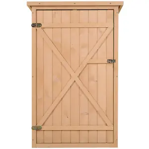 Outsunny Garden Shed Outdoor Tool Storage w/ 2 Shelve 75 x 56 x115cm Natural