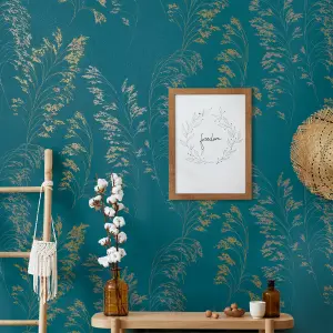 Paste the Wall Elegant Teal and Gold Wallpaper