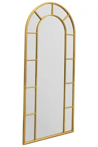 MirrorOutlet Window XL Arcus - Gold Framed Arched Leaner / Wall Mirror 75" X 33" (190CM X 85CM)