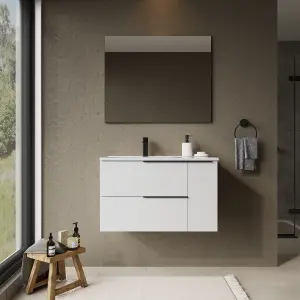 Banyetti Celtic Duo 800mm Wall Hung Basin Unit with Door & Basin - Gloss White