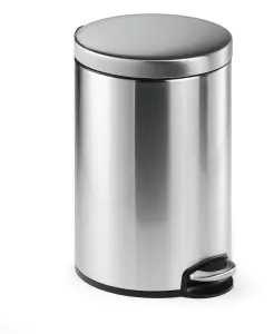 Durable Round Stainless Steel Pedal Bin - 12 Litre - Silver