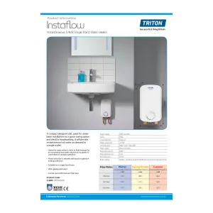 Triton Instaflow Manual 5.4kW Instantaneous water heater