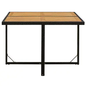 Berkfield Garden Table Black 109x107x74 cm Poly Rattan&Solid Wood Acacia