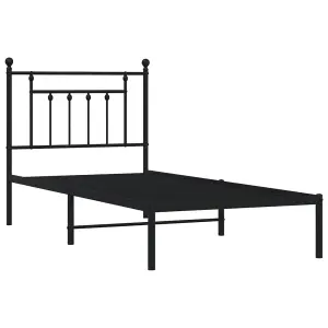 Berkfield Metal Bed Frame with Headboard Black 80x200 cm