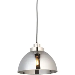 Ceiling Pendant Lamp & 2x Matching Wall Lights - Bright Nickel Mirrored Glass Dome Shade