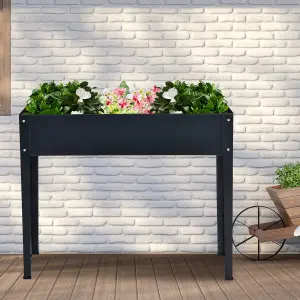 Costway Raised Garden Bed Outdoor Planter Box W/ Drainage Holes Galvanized Flower Stand