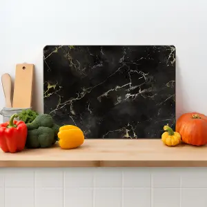 Textured Glass Chopping Board Black Marble Effect Design - Medium