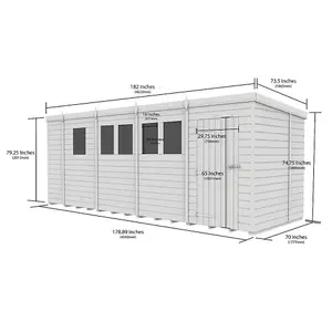 DIY Sheds 17x6 Pent Shed - Double Door Without Windows