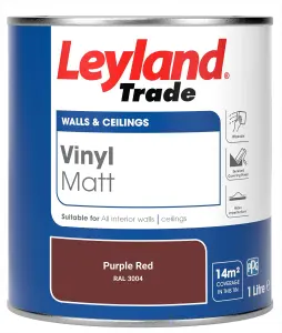 Leyland Trade Vinyl Matt Walls & Ceilings Emulsion Paint Purple Red (RAL 3004) 1L