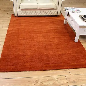 Terracotta Simple and Stylish Wool Plain Handmade Modern Rug for Living Room and Bedroom-80cm X 150cm