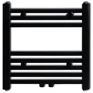 Black Bathroom Central Heating Towel Rail Radiator Straight 480x480mm