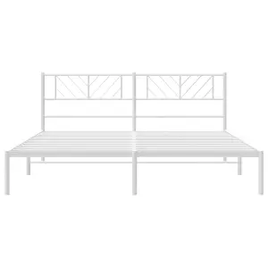 Berkfield Metal Bed Frame with Headboard White 200x200 cm