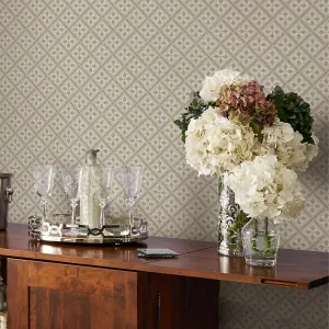 Laura Ashley Mr Jones Dove grey Geometric Smooth Wallpaper