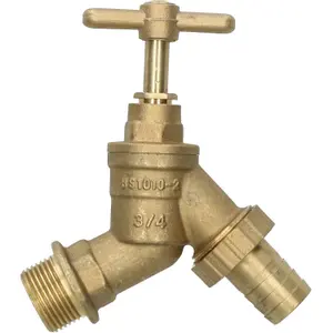 3/4" Hose Union Bib Tap Brass Outdoor Water Supply Weather-Resistant Barb