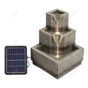 Three-layer Solar Rockery Waterscape Garden Decoration with LED Lights