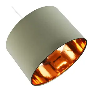 Contemporary Olive Cotton 10 Table/Pendant Lampshade with Shiny Copper Inner