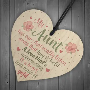 Red Ocean Best Friend Auntie Handmade Heart Gift Wooden Chic Sign Birthday Keepsake Gifts For Auntie