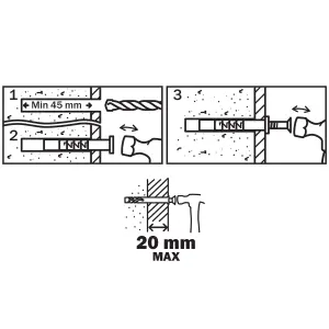 Diall PZ Countersunk Hammer fixing (Dia)8mm (L)60mm, Pack of 50