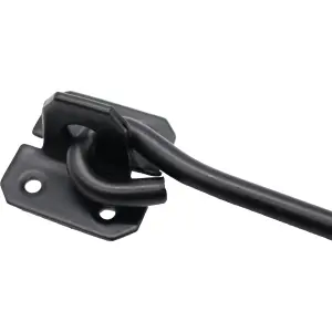 EAI Long Cabin Hook Strong Hold Back Gate or Door Hook Wire Pattern Steel - 150mm - Black