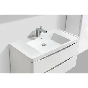 Stanhope 900mm Single Bathroom Vanity with Integrated Stone Basin Gloss White