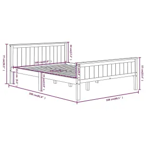 Berkfield Bed Frame Dark Brown Solid Wood Pine 160x200 cm