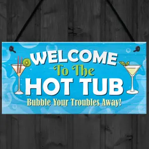 Red Ocean hot tub signs and plaques  garden hot tub decor signs  hot tub signs for outside