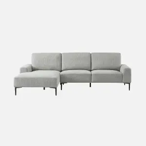 sweeek. 3-seater fabric and metal sofa left-hand corner Atlanta Light Grey 134x260x84 cm