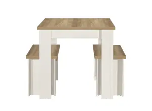 Birlea Highgate Dining Table & Bench Set Cream & Oak